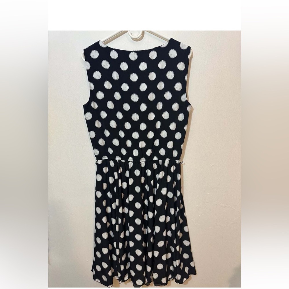 Alfani Sleeveless Black and White Polka Dot Fit and Flare Dress Size 14